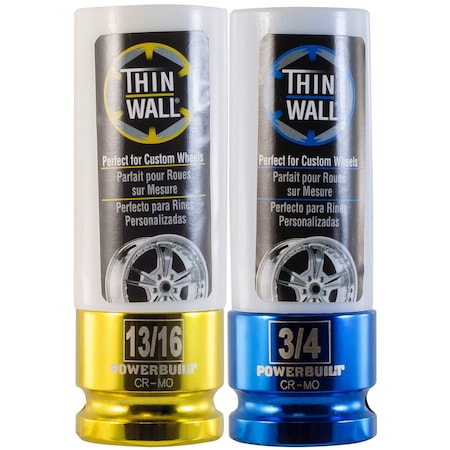 Powerbuilt 2Pc SAE Thin Wall Wheel Socket Set 642396